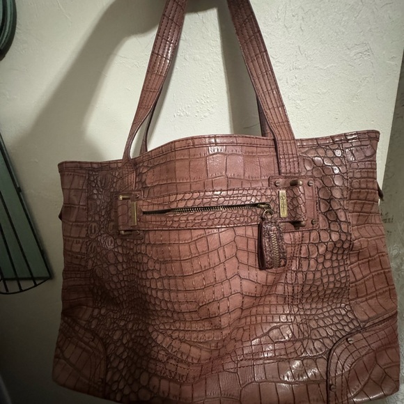 Jessica Simpson Crocodile-Embossed Tan Tote - Picture 1 of 6